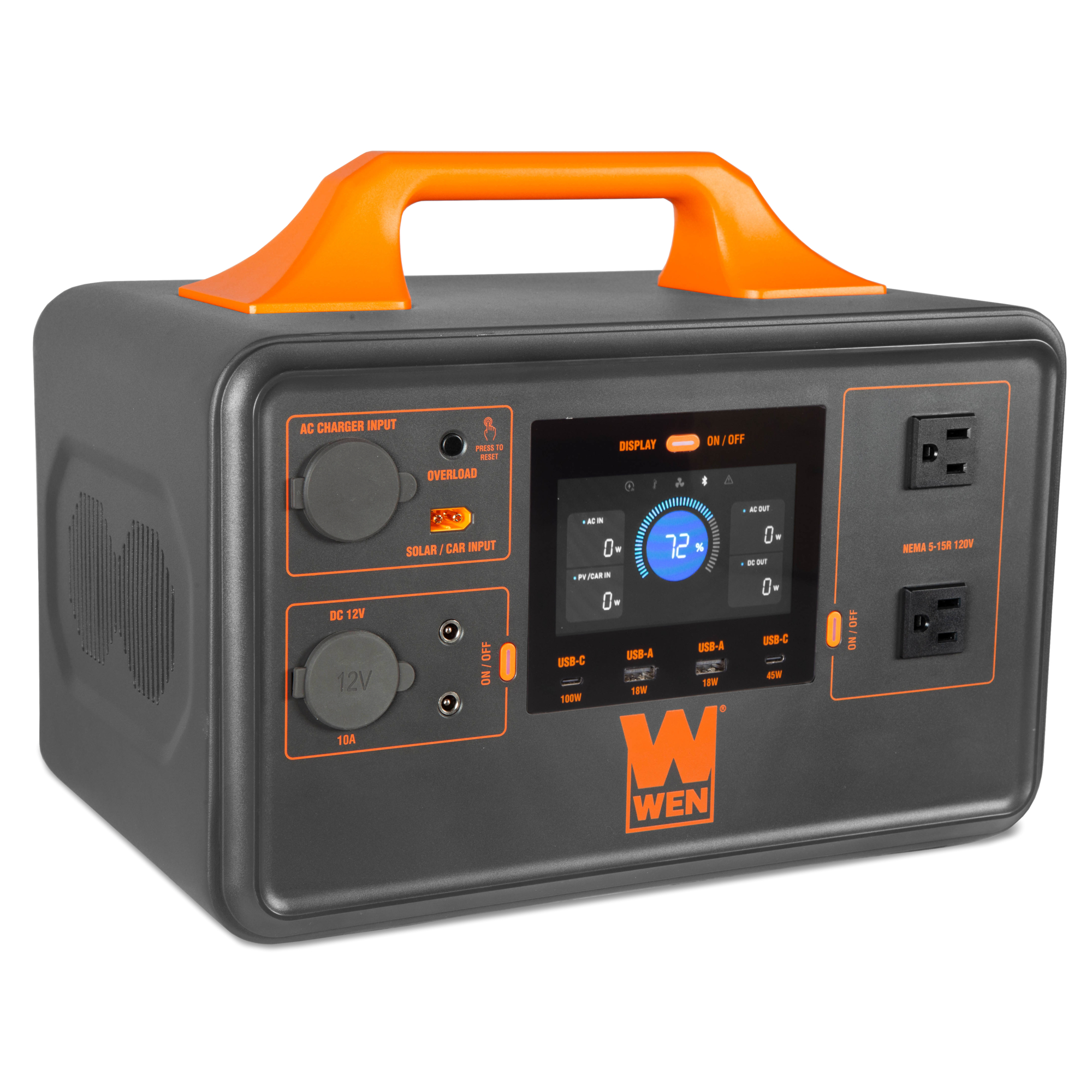 WEN, 1000W 1030Wh Li-Ion Power Station with Inverter, Volts 120 Max. Amps 15 Running Watts 1000 W, Model# PP1030i